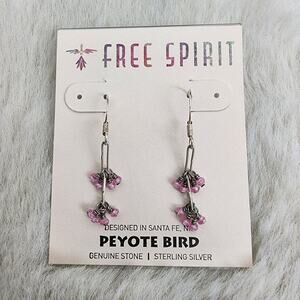 NEW Peyote Bird Free Spirit Bird Dangle Earrings - Pink Sterling Silver